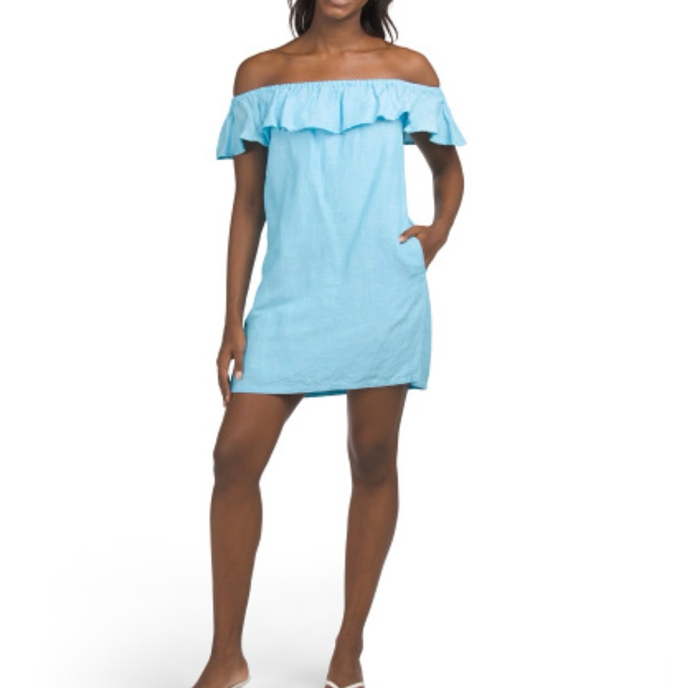 Tommy Bahama Blue Ruffled Swim Coverup